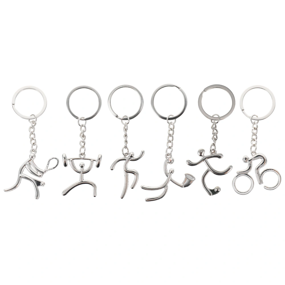 6pcs Sports Theme Shape Key Chain Key Pendant Bag Ornament for Decoration