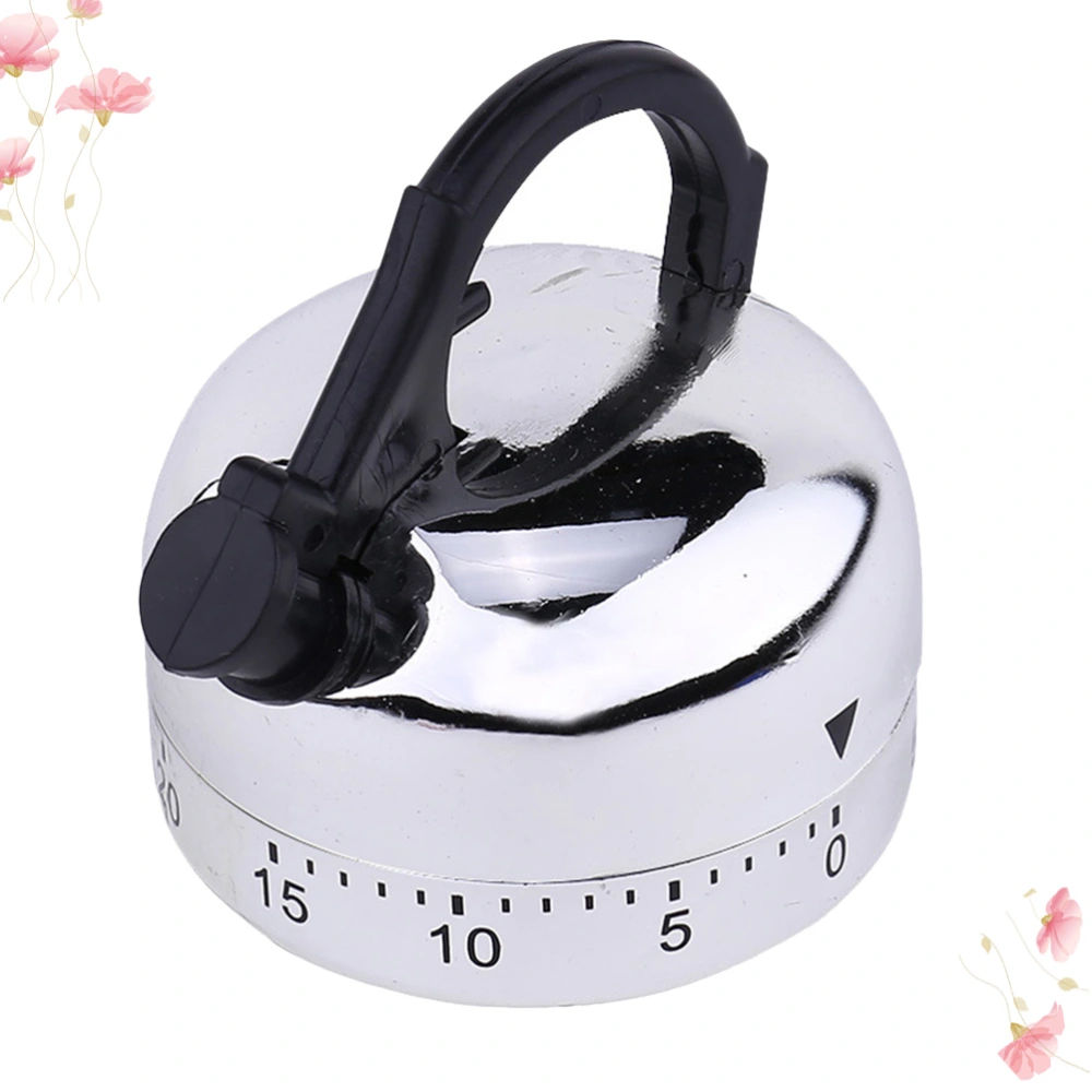 Kettle Design Mechanical Timer Kitchen Timer Household Cooking Time Manager Baking Reminder for Student Home (Silver)