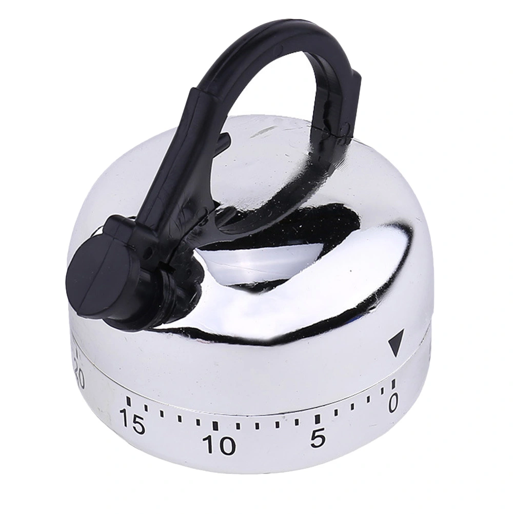Kettle Design Mechanical Timer Kitchen Timer Household Cooking Time Manager Baking Reminder for Student Home (Silver)