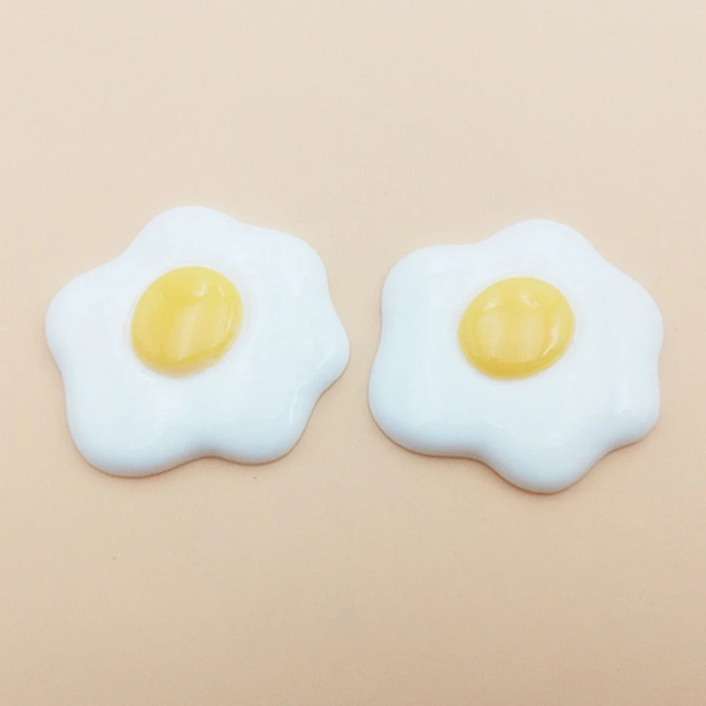 20pcs Simulation Fried Egg Resin DIY Craft Phone Case Decorative Material Handcraft Accessories (Size S and L for Each 10pcs)