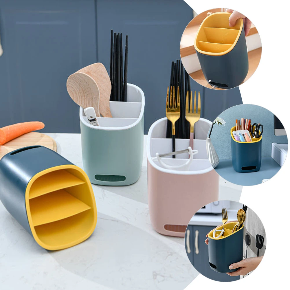2pcs Kitchen Utensil Holder Cutlery Drainer Spoons Fork Silverware Storage Holder