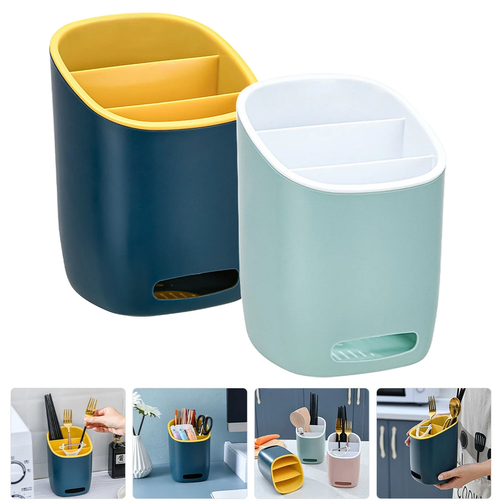 2pcs Kitchen Utensil Holder Cutlery Drainer Spoons Fork Silverware Storage Holder