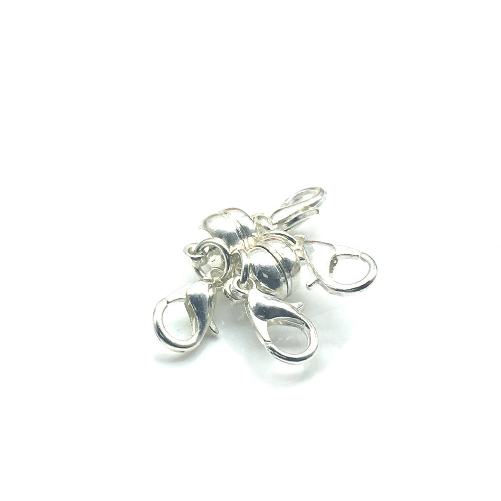 20PCS Elliptical Magnet Buckles with Lobster Clasp Magnetic Jewelry Clasps for DIY Necklace Bracelet Accessories (Silver)