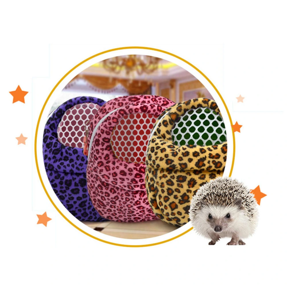 Warm Pet Carring Bag Pet Outdoor Storage Bag Portable Travel Pouch Fashion Leopard Pet Backpack for Hamster (Leoard Yellow, Size S)