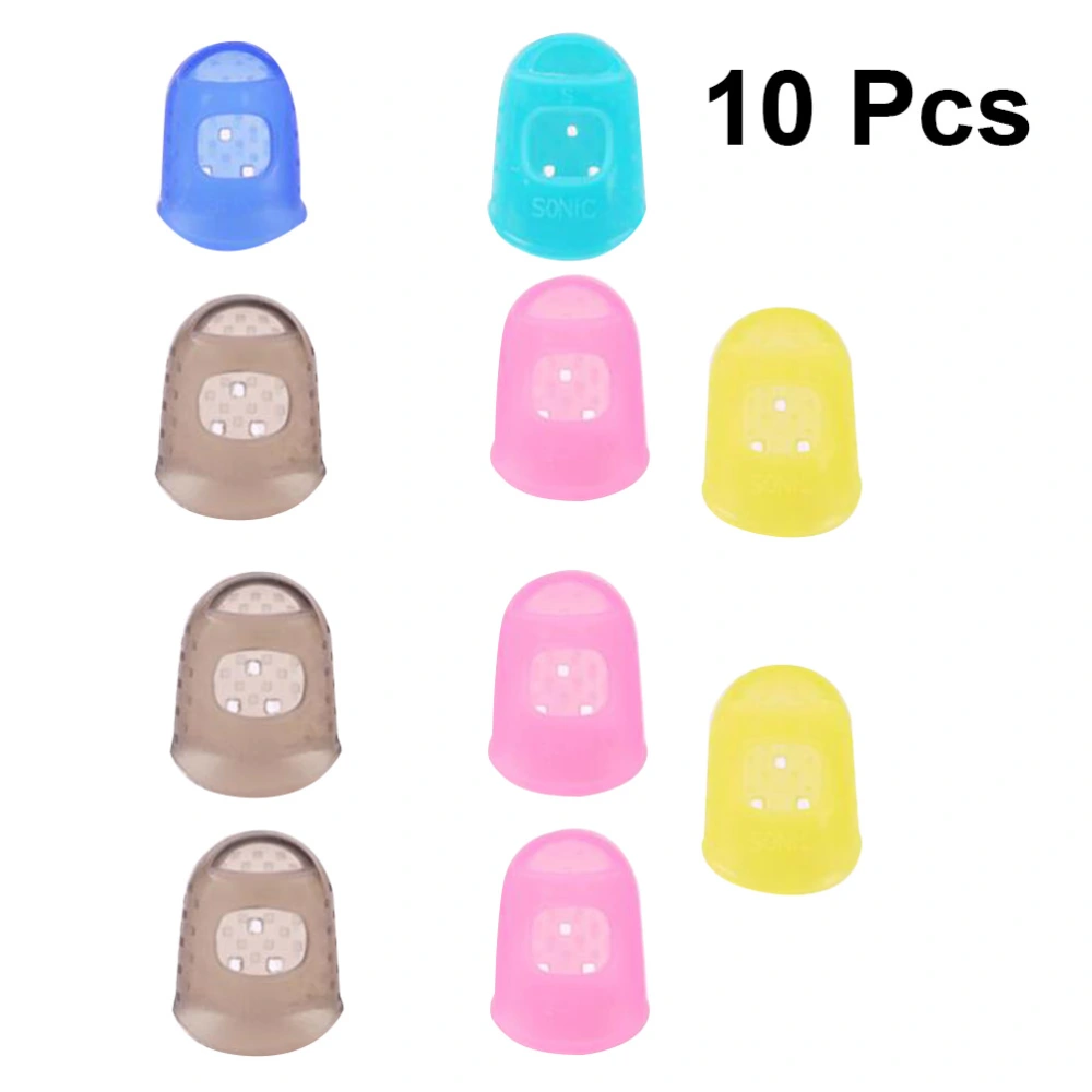 10PCS Guitar Fingertip Protectors Silicone Finger Guards for Ukulele Beginner - Size M (Random Color)