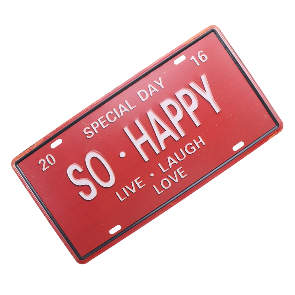 SO HAPPY  License Plate Metal Sign Modern Wall Art Bar Decor