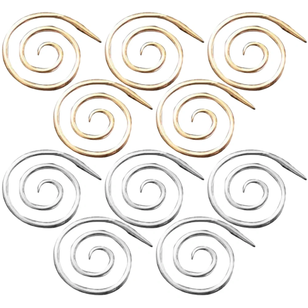 10pcs Alloy Spiral Knit Needle Circle Crochet Sweater Knitting Needles Spiral Needles