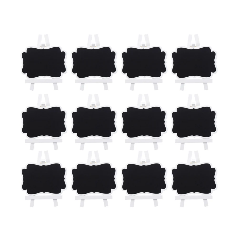 12 Pcs Creative Mini Chalkboards with Support for Message Board Signs Seat Display Board Wedding Dinner Party Table Decoration Signs