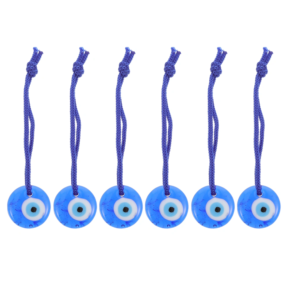 6Pcs Turkish Evil Eye Hanging Decors Blue Eye Pendants Glass Eye Bead Ornaments