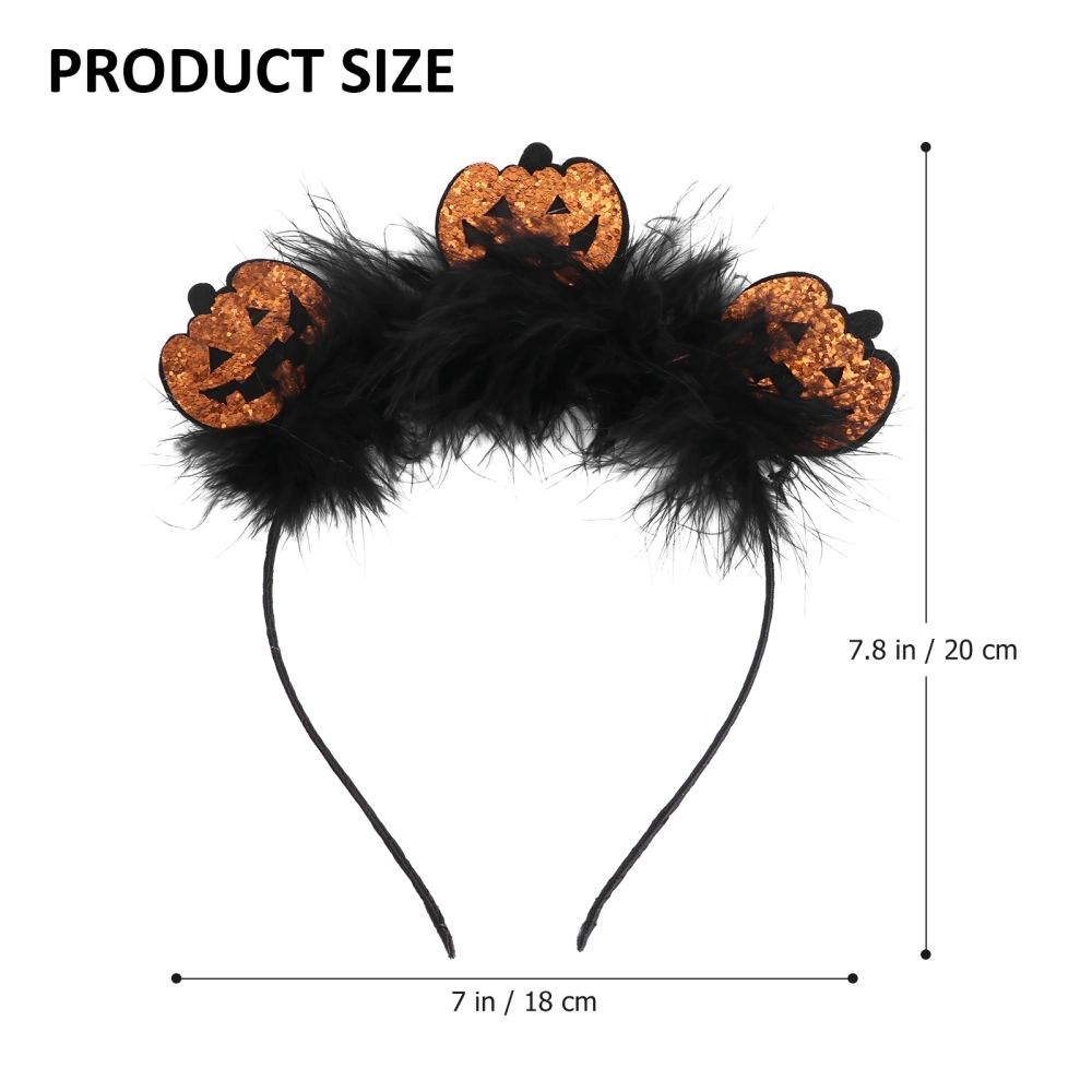 Glitter Pumpkin Headband Novelty Halloween Hairband Hairy Hair Headpiece Halloween Carnival Masquerade Party Cosplay Costume Accessory