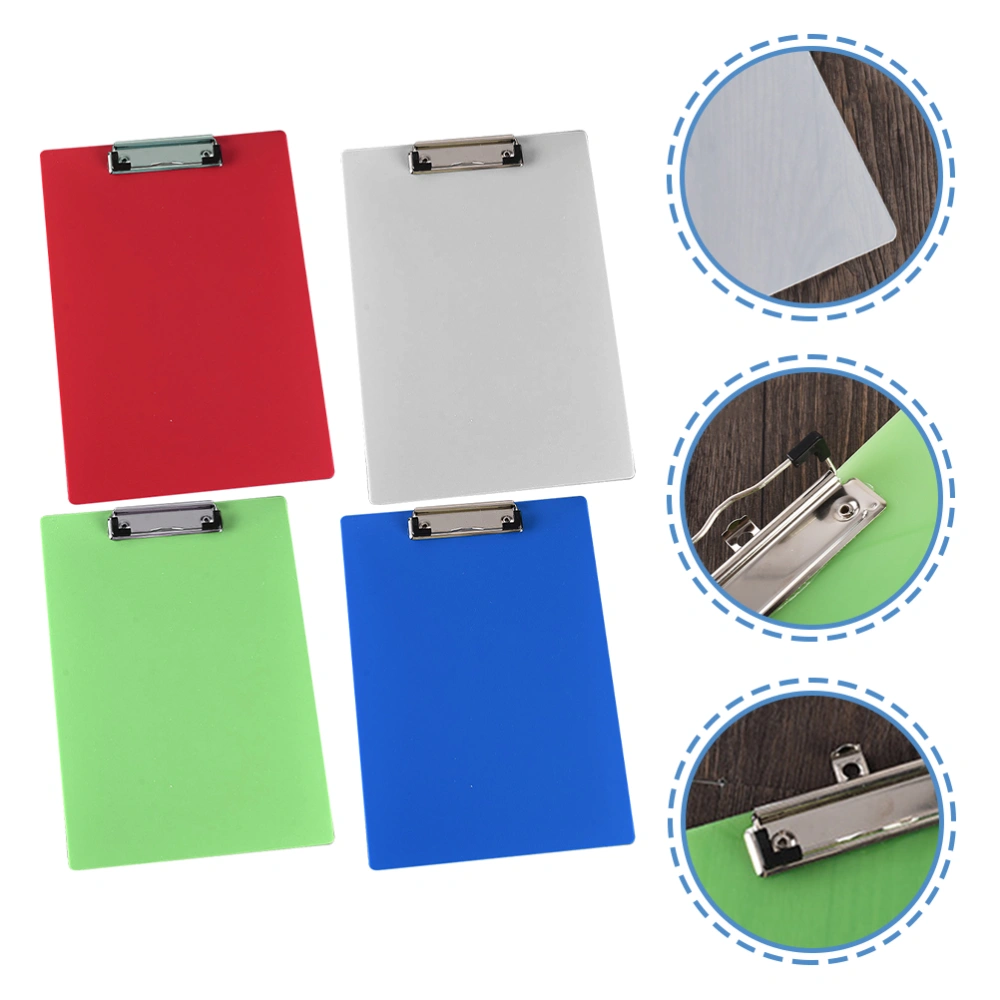 4Pcs Portable Clipboard Plastic Writing Board File Clips Office Document Clips Students Stationery