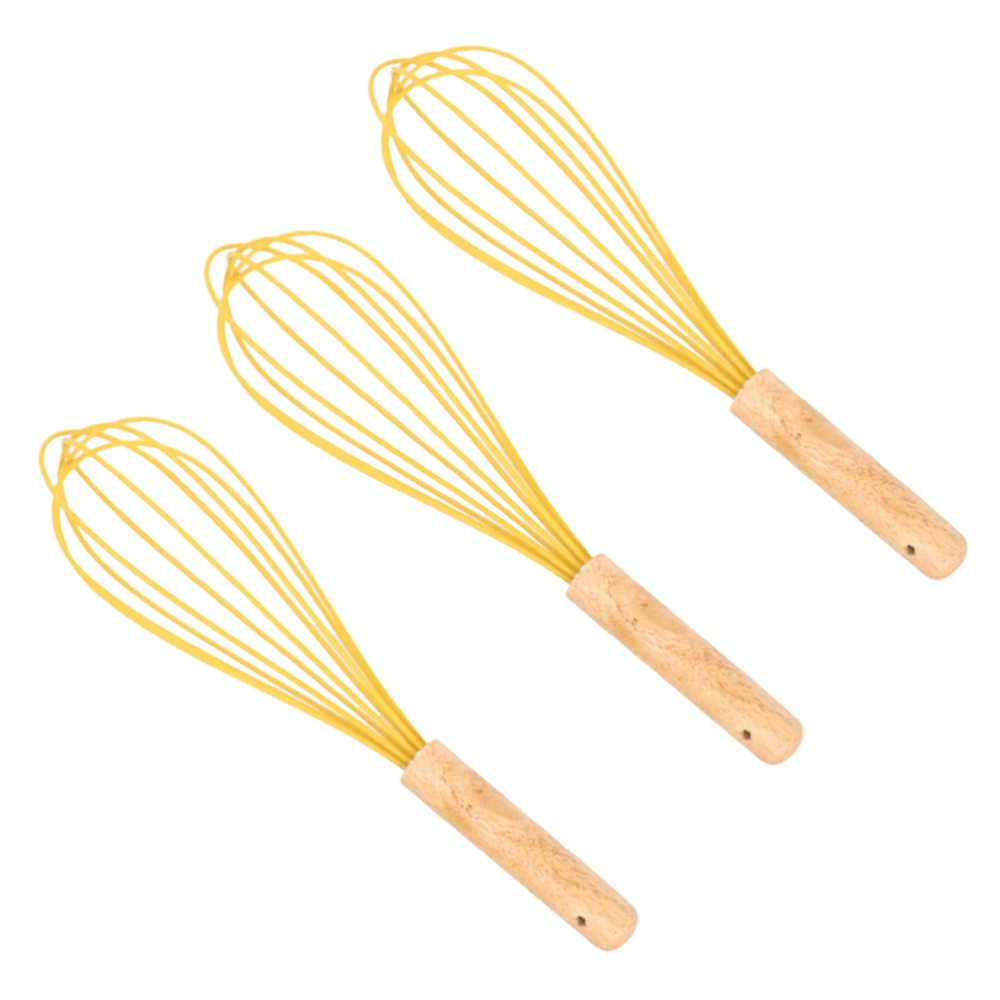 3pcs Practical Egg Beater Hand Whisk Milk Frother Blender Kitchen Gadget Baking Tool for Home Restaurant (8 Inches)