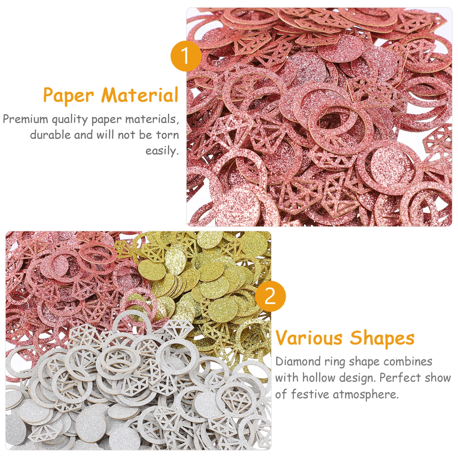 3 Sets Party Decorative Confetti Paper Confetti Diamond Ring Confetti Decor