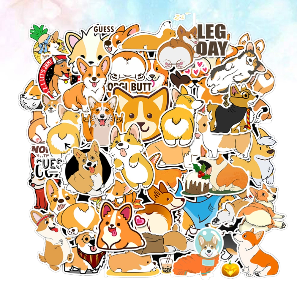 100Pcs DIY Corgi Stickers Suitcase Graffiti Pastes Waterproof Furniture Decals Party Favors for Women Kids