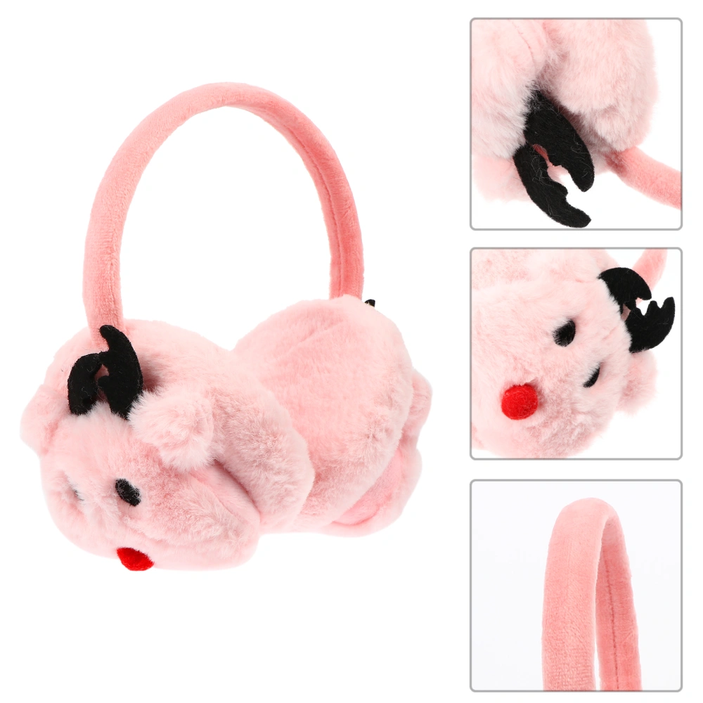 1pc Winter Reindeer Antlers Earmuffs Plush Warm Ear Covers Accessories