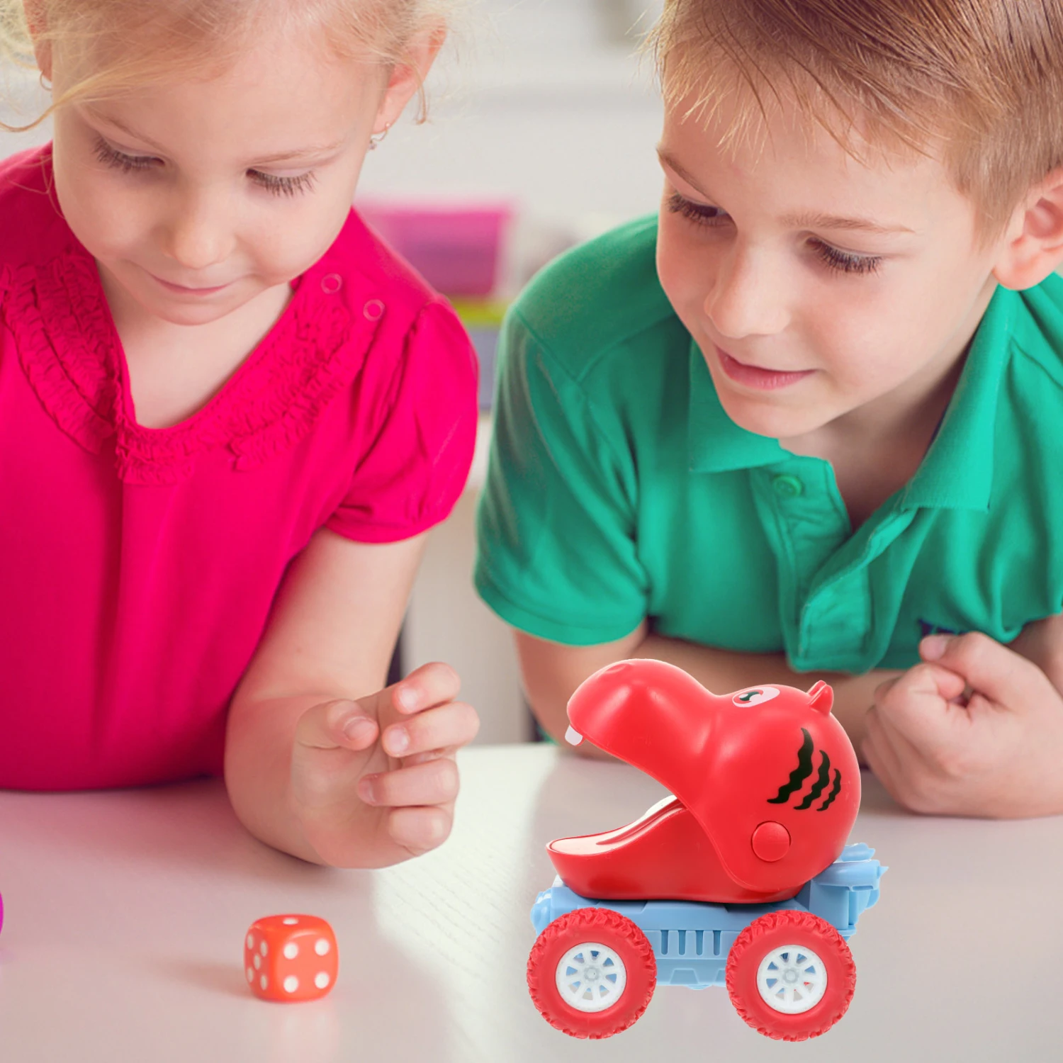 Plastic Manual Hand Press Moving Animals Vehicle Toy Cartoon Kids Plaything