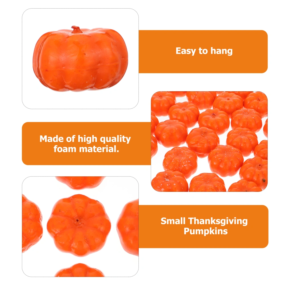 50 Pcs Simulation Orange Pumpkin Props Exquisite Pumpkin Ornaments for Decor