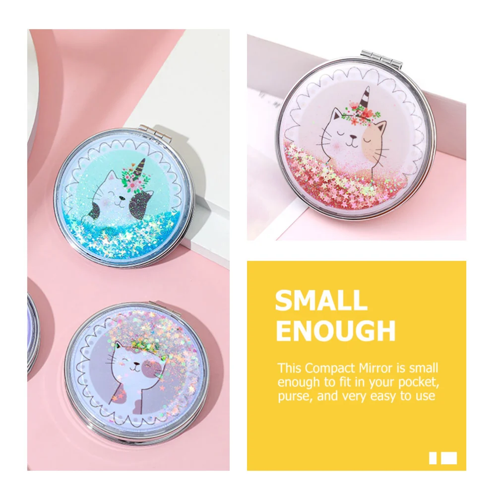 2Pcs Two-Sided Mirrors Convenient Looking-Glass Makeup Mirrors Kids Looking-Glass Foldable Mirrors