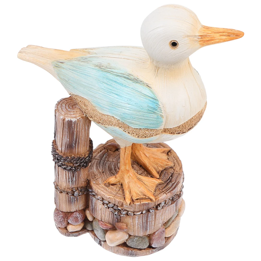 1Pc Decorative Seabird Statue Stump Adornment Household Garden Resin Ornament