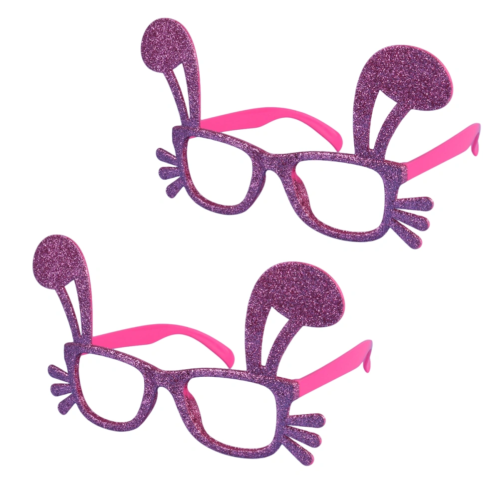 2 Pcs Lovely Funny Hollow Eyeglasses Easter Rabbit Shaped Party Glasses Fancy Dress up Costume Frame Cosplay Party Eyewear Frame (Pink)