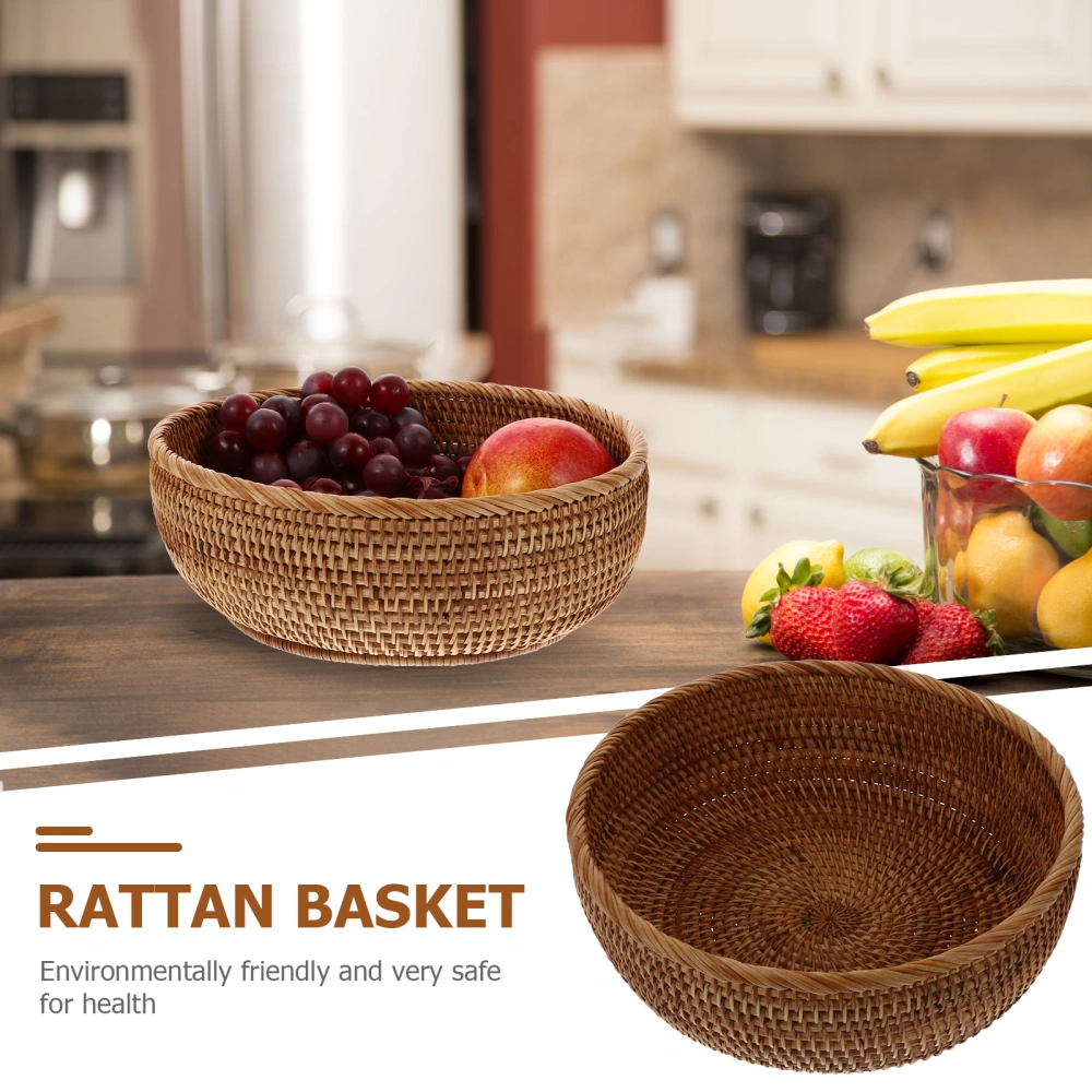 1Pc Home Rattan Basket Storage Basket Fruit Bread Basket Storage Container