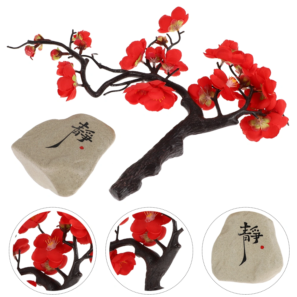 Artificial Plum Blossom Branch Ornament Red Plum Blossom Artificial Flower for Home