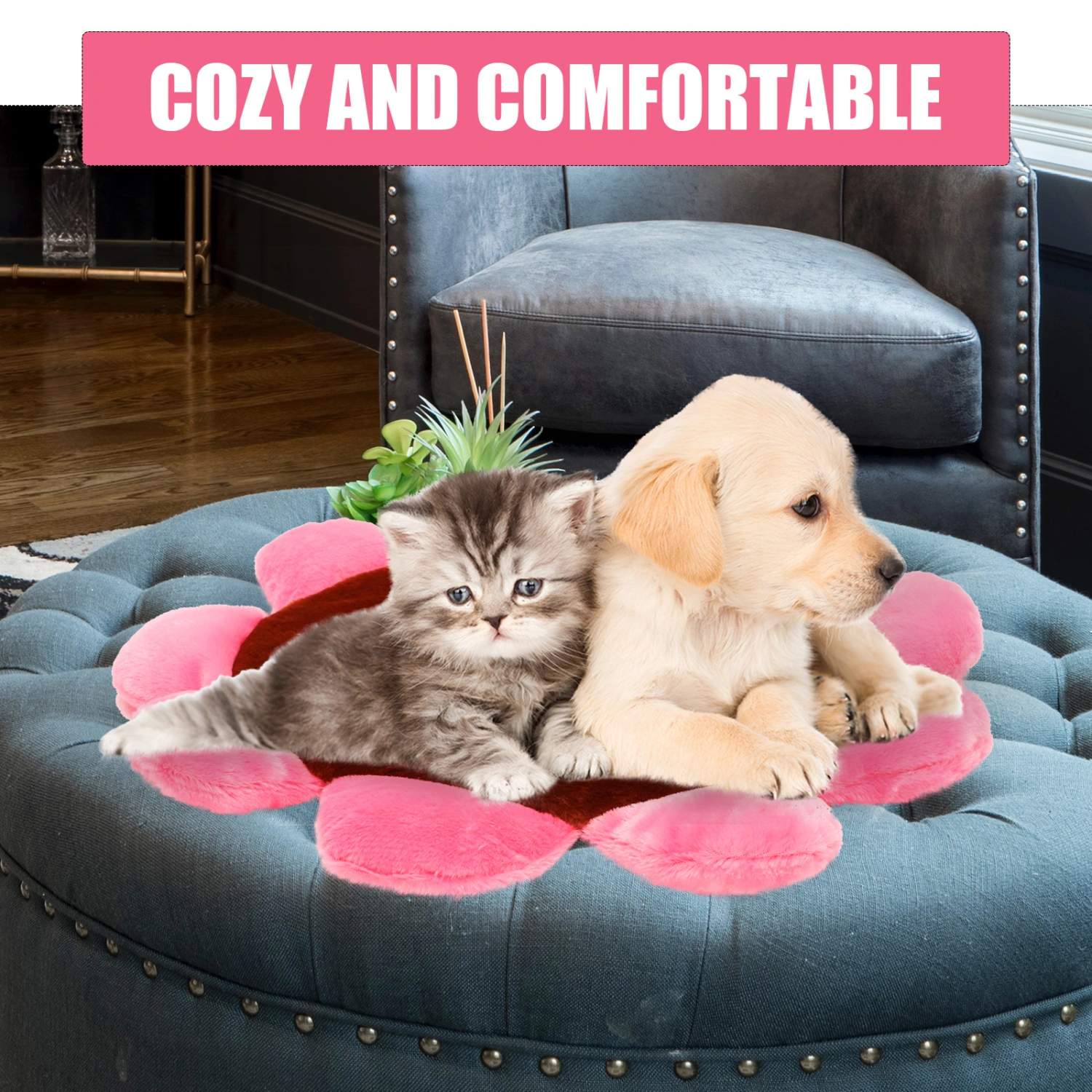Pet Dog Mat Flower Puppy Cushion Pet Sofa Pad Winter Dog Pad Puppy Cushion for Home