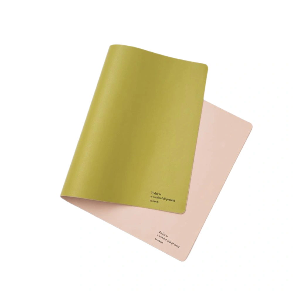 Double Side Microfiber Leather Table Cushion Anti Mouse Mat for Home Office (Mustard Green And Pink)