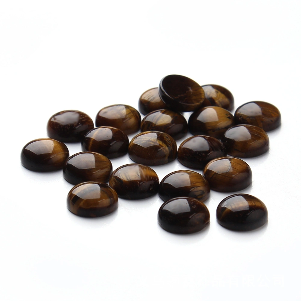 20pcs DIY Tiger Eye Stones Semicircle Flat Bottom Patch Stone Decoration Jewelry Accessories (10mm)