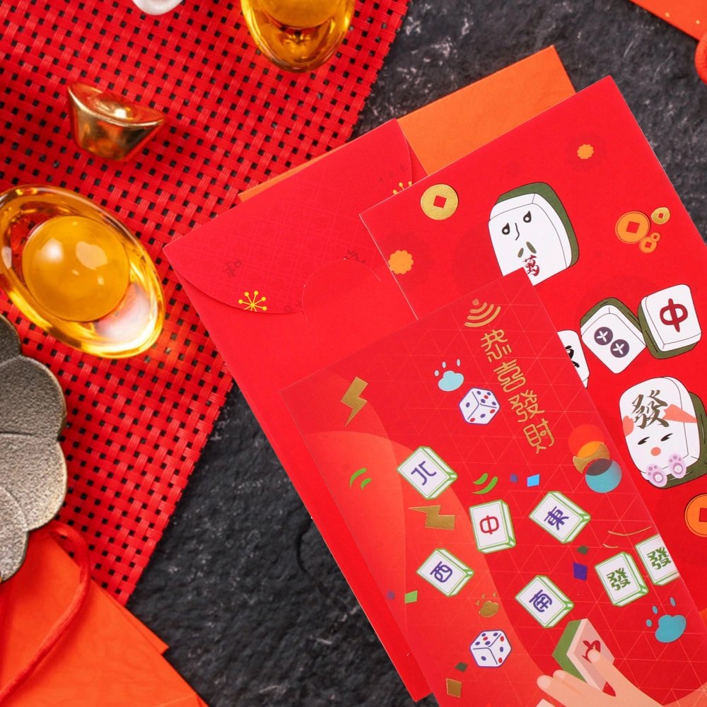 18pcs Chinese New Year Red Packet Mahjong Pattern Chinese Luck Money Pocket Hong Bao