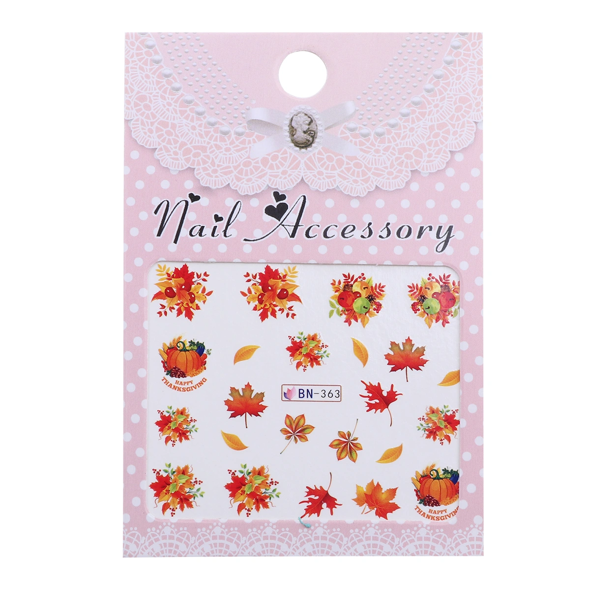 10 Sheets Thanksgiving Theme Nail Stickers 3D Nail Art Decals DIY Nail Art Decoration Self-adhesive Tip Stickers for Women Girls (BN-363)