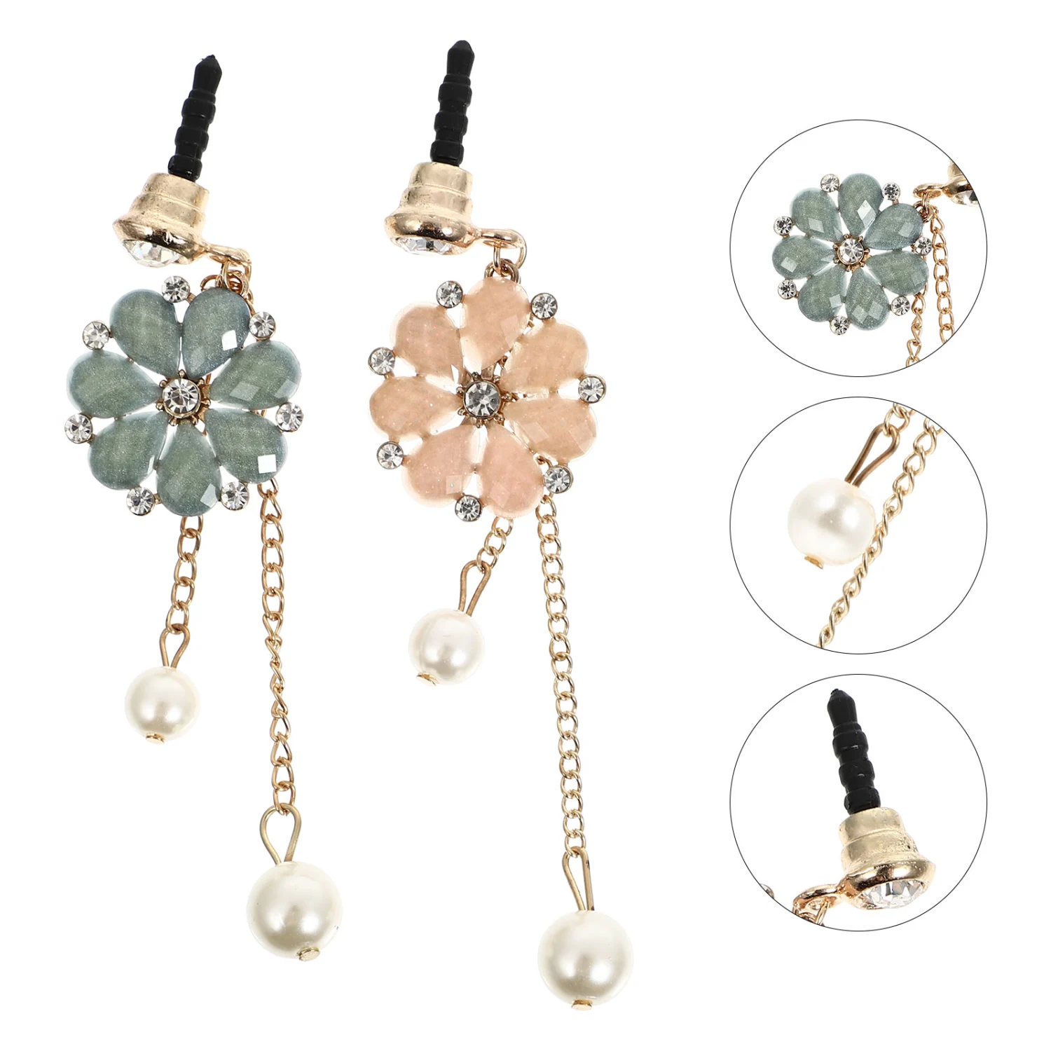 2Pcs Earphone Dust Plug Crystal Sunflower Phone Dust Plugs for 3.5 mm Headphone