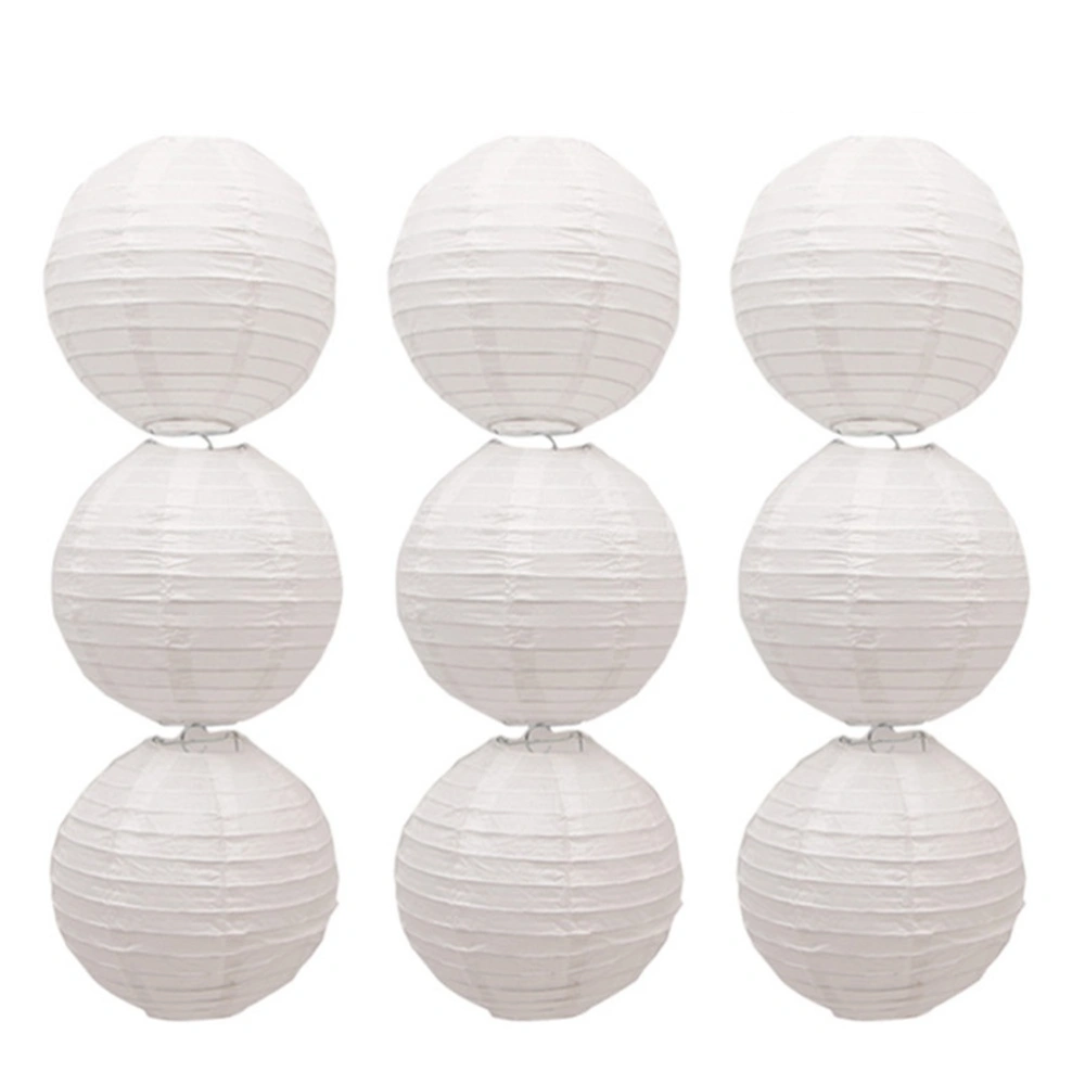 10 pcs White Paper Lanterns Folding Paper Hanging Ornaments Decorative Chinese Paper Hanging Decorations