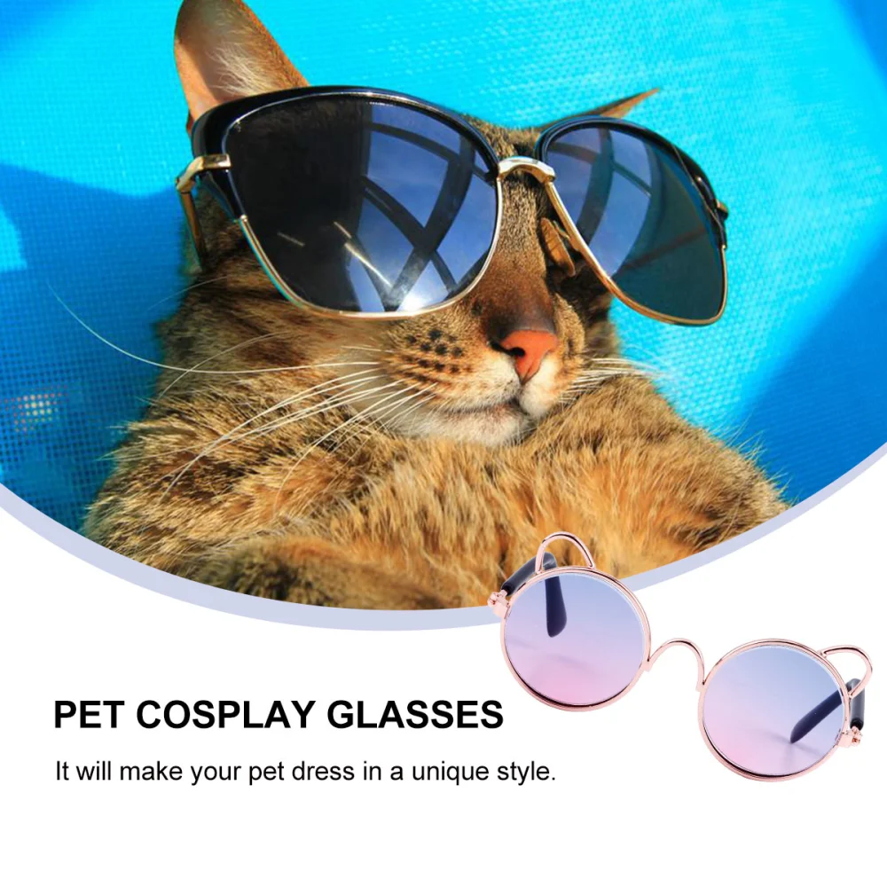 2pcs Funny Cat Sunglasses Dog Sunglasses Classic Eye-wear Cosplay Glasses