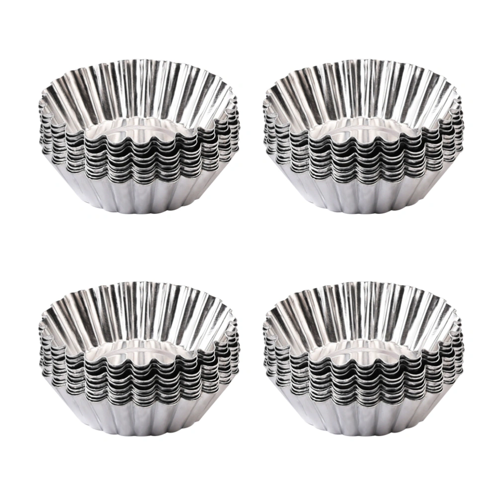 66PCS Aluminium Egg Tart Mould Chrysanthemum Cup Egg Tart Mold Flat Pie Dish Jelly Making Moulds Aluminium Alloy Cake Mould Multi-purpose Bakeware for Kitchen Use Silver