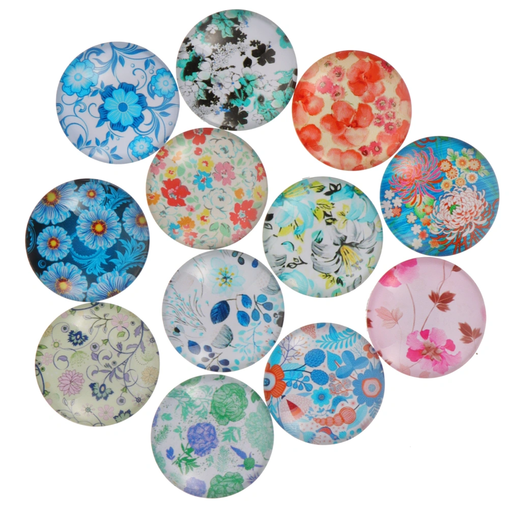 12pcs Beautiful Flower Decals Creative Fridge Magnets Glass Magnets Stickers