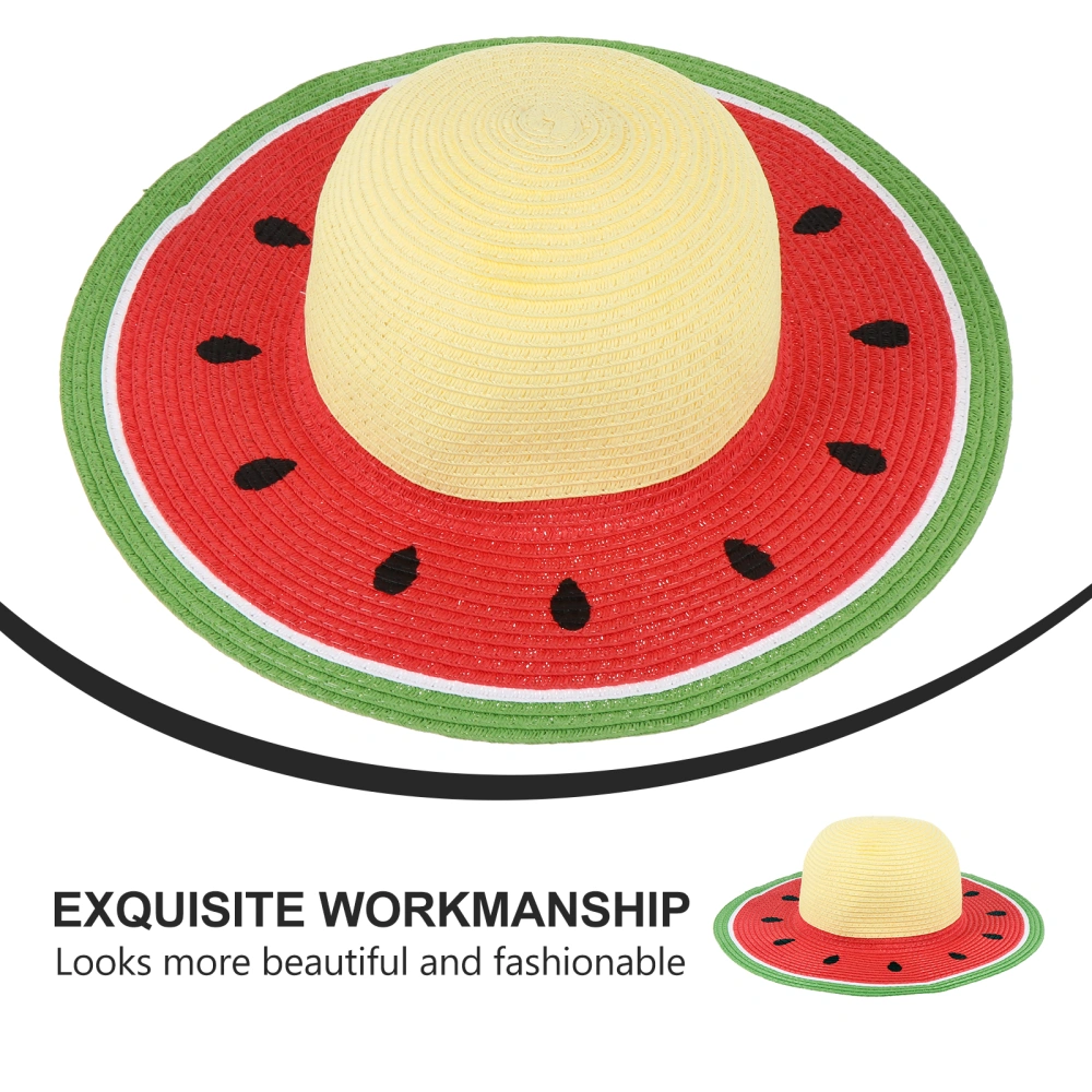 1Pc Parent-child Summer Straw Hat Exquisite Fruit Pattern Sunhat for Children of 3-8 Years Old