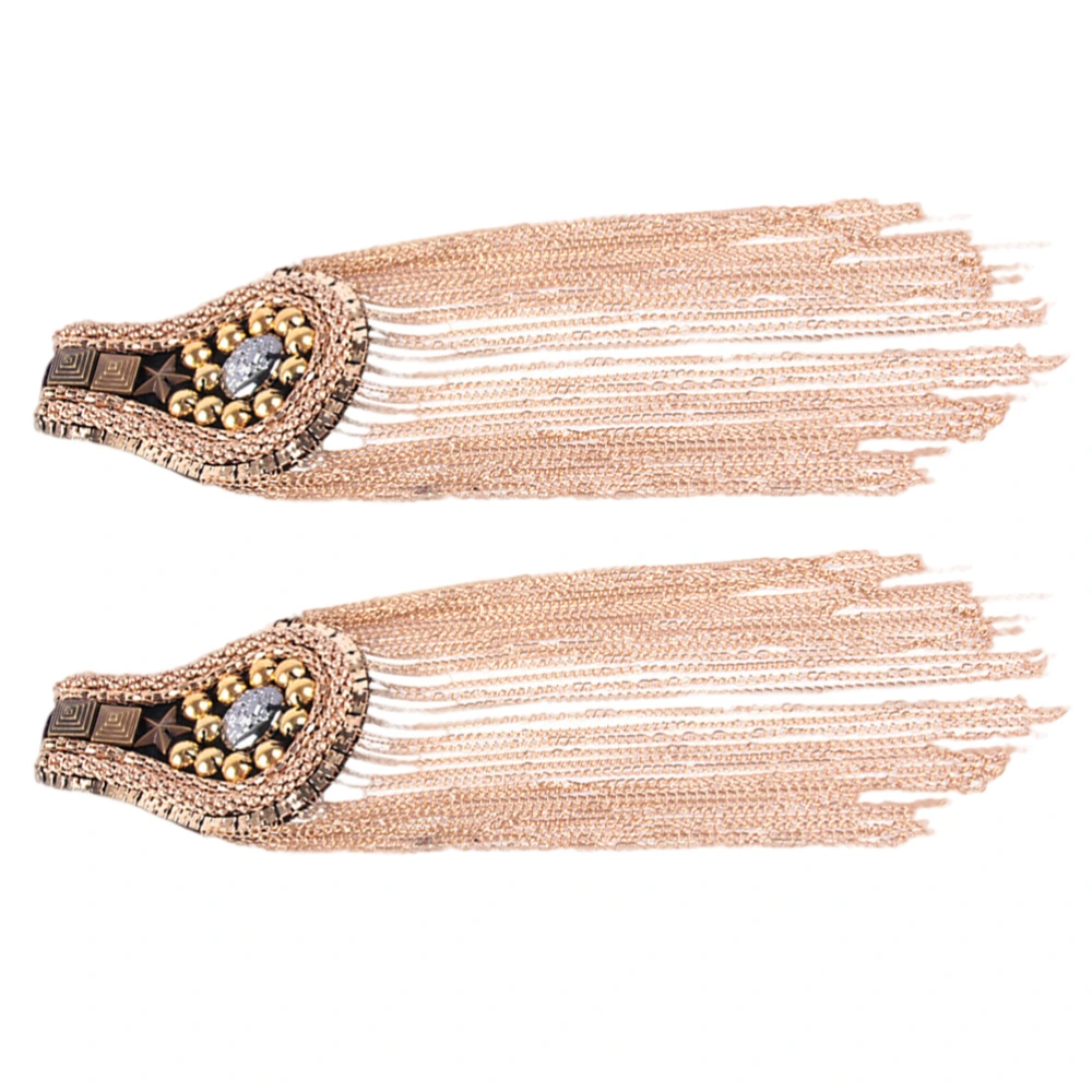 2PCS Tassel Epaulet Shoulder Board Decor Shoulder Fringe Epaulet Shoes Hat Decor