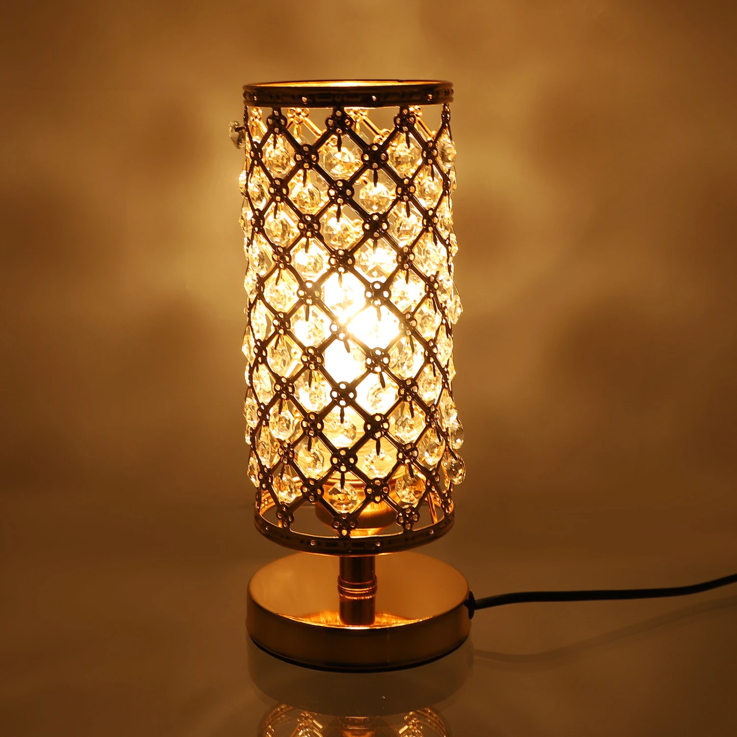 1pc Decorative Crystal Table Lamp Exquisite Tabletop Light Indoor Lamp