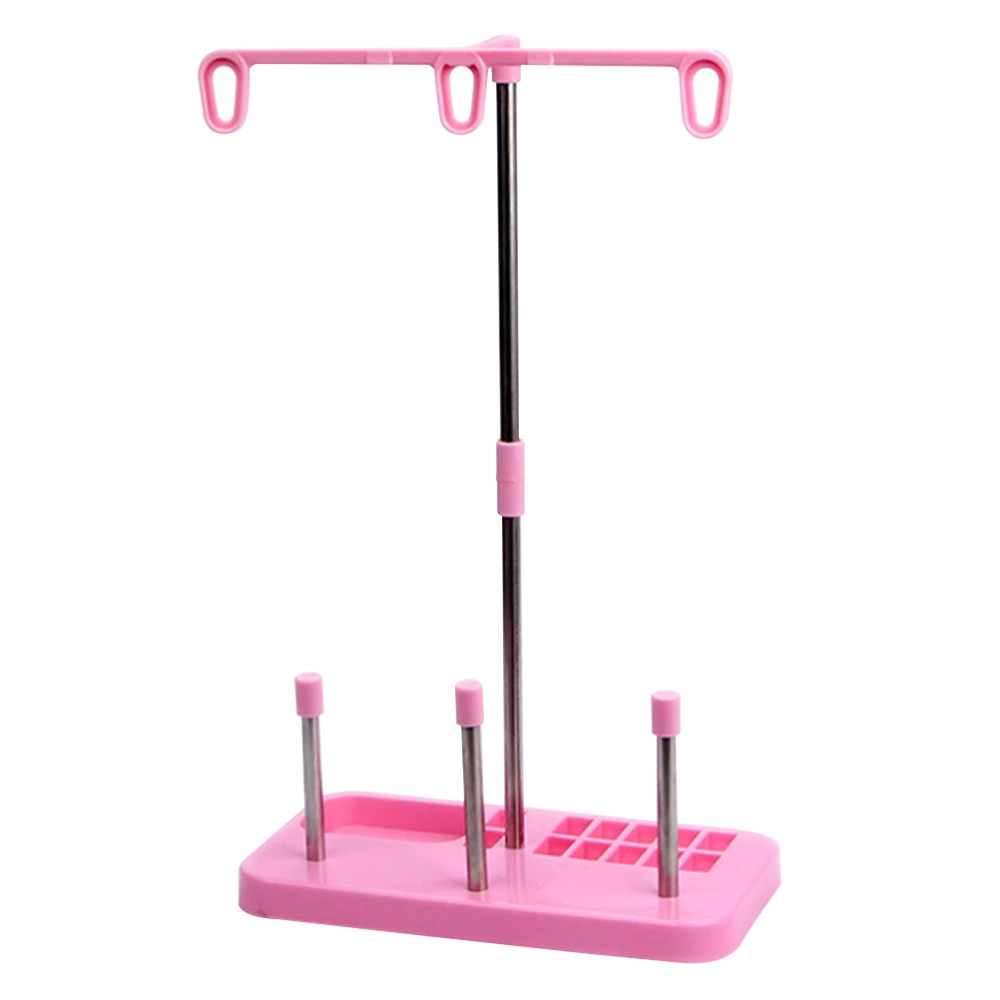 Sewing Machine Universal Thread Stand Plastic 3 Spools Holder Household Thread Holder for Sewing Embroidery (Pink)