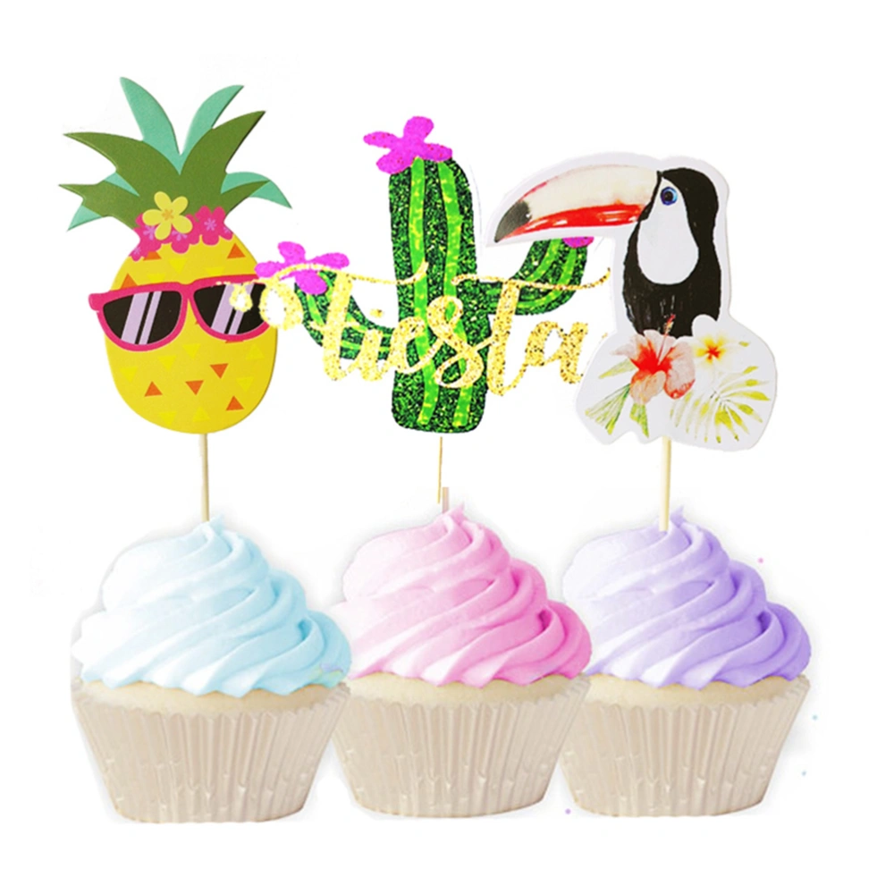 Luau Party Banner Hawaii Theme Summer Party Decorations Kit Tropical Hawaiian Cupcake Toppers Photography Props Summer Tropical Party Supplies