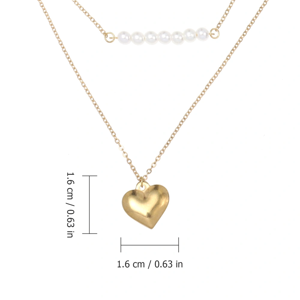 Fashion Multiple Layers Heart Pendant Clavicle Chain Necklace Women Jewelry Gift