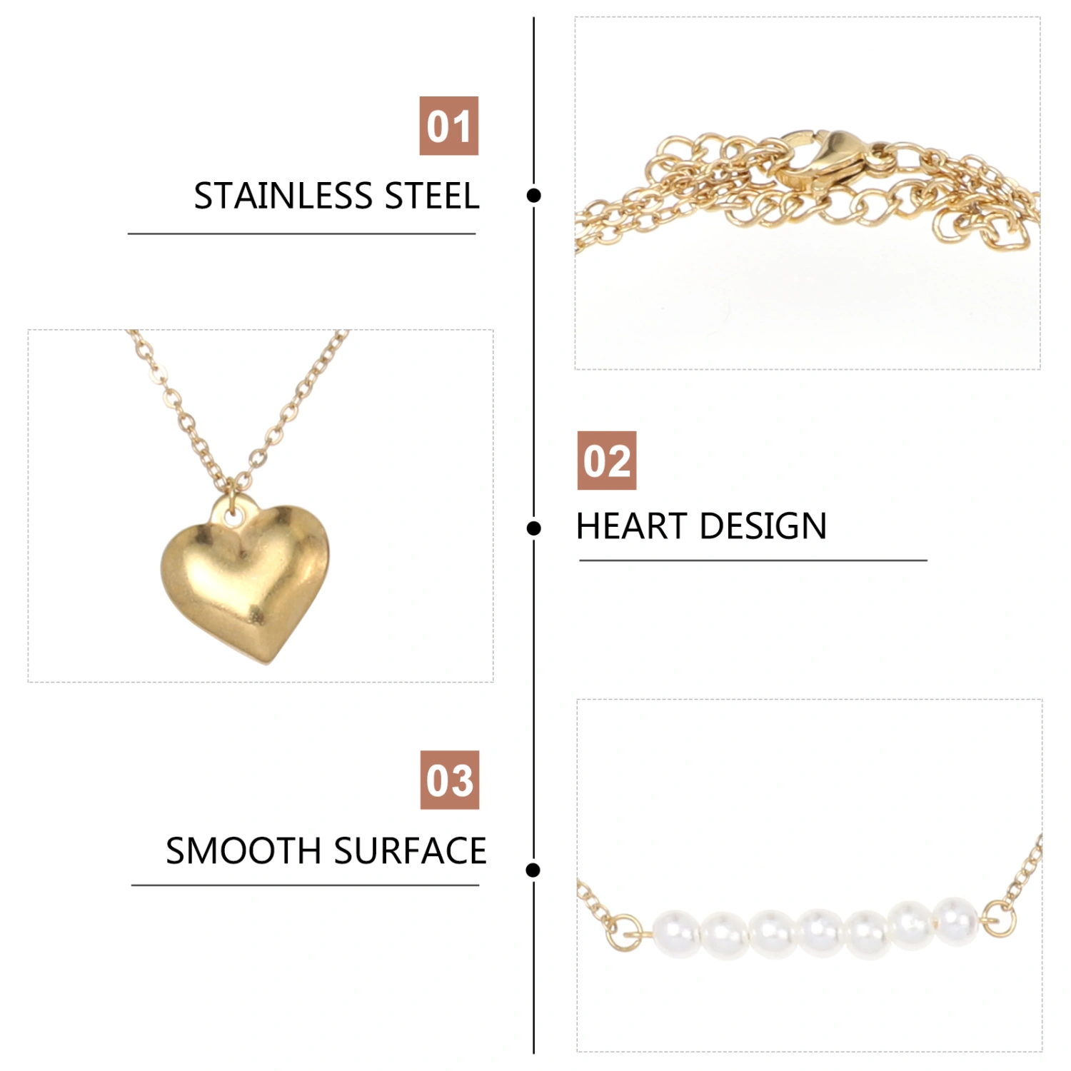 Fashion Multiple Layers Heart Pendant Clavicle Chain Necklace Women Jewelry Gift