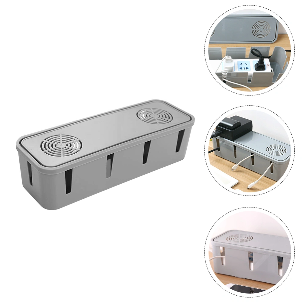 1Pc Indoor Use Socket Holder Cable Organizer Box Plastic Socket Organizer Box (Grey)