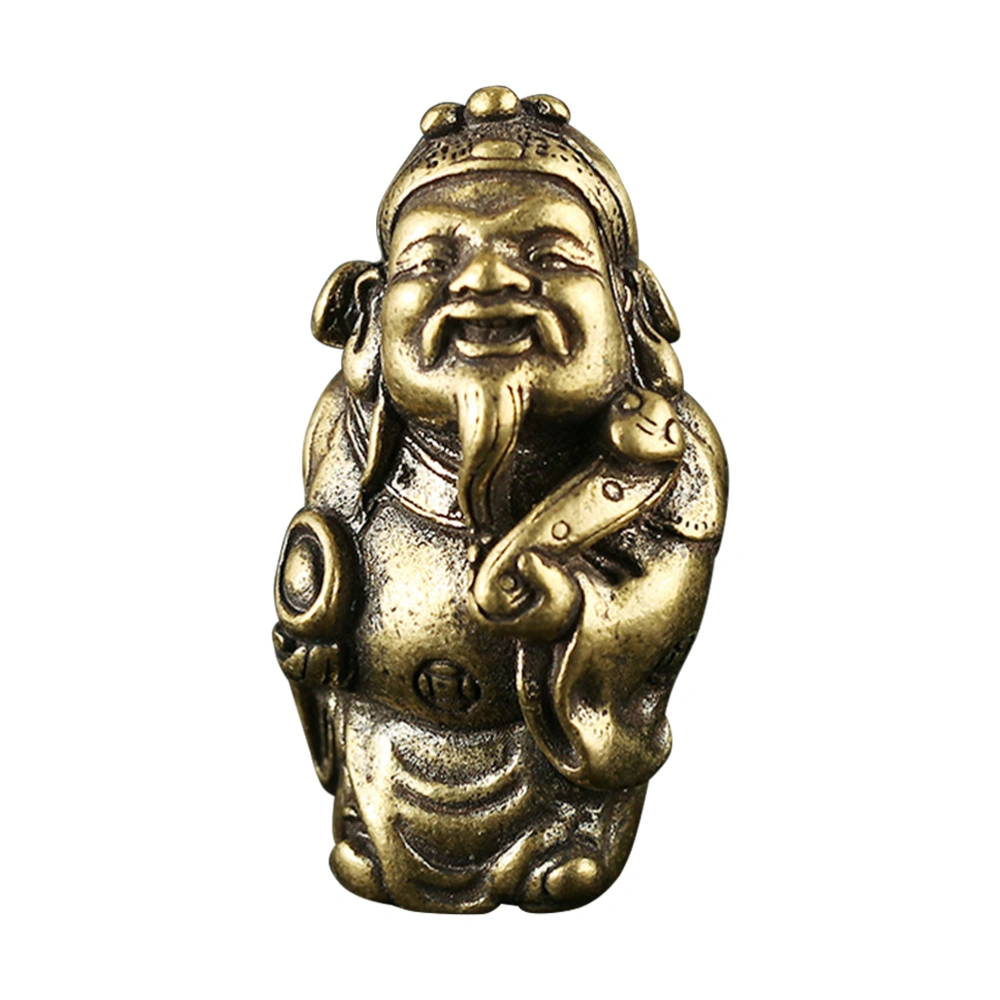 1Pc Antique Brass God of Wealth Ornament Chic Brass God of Wealth Crafts