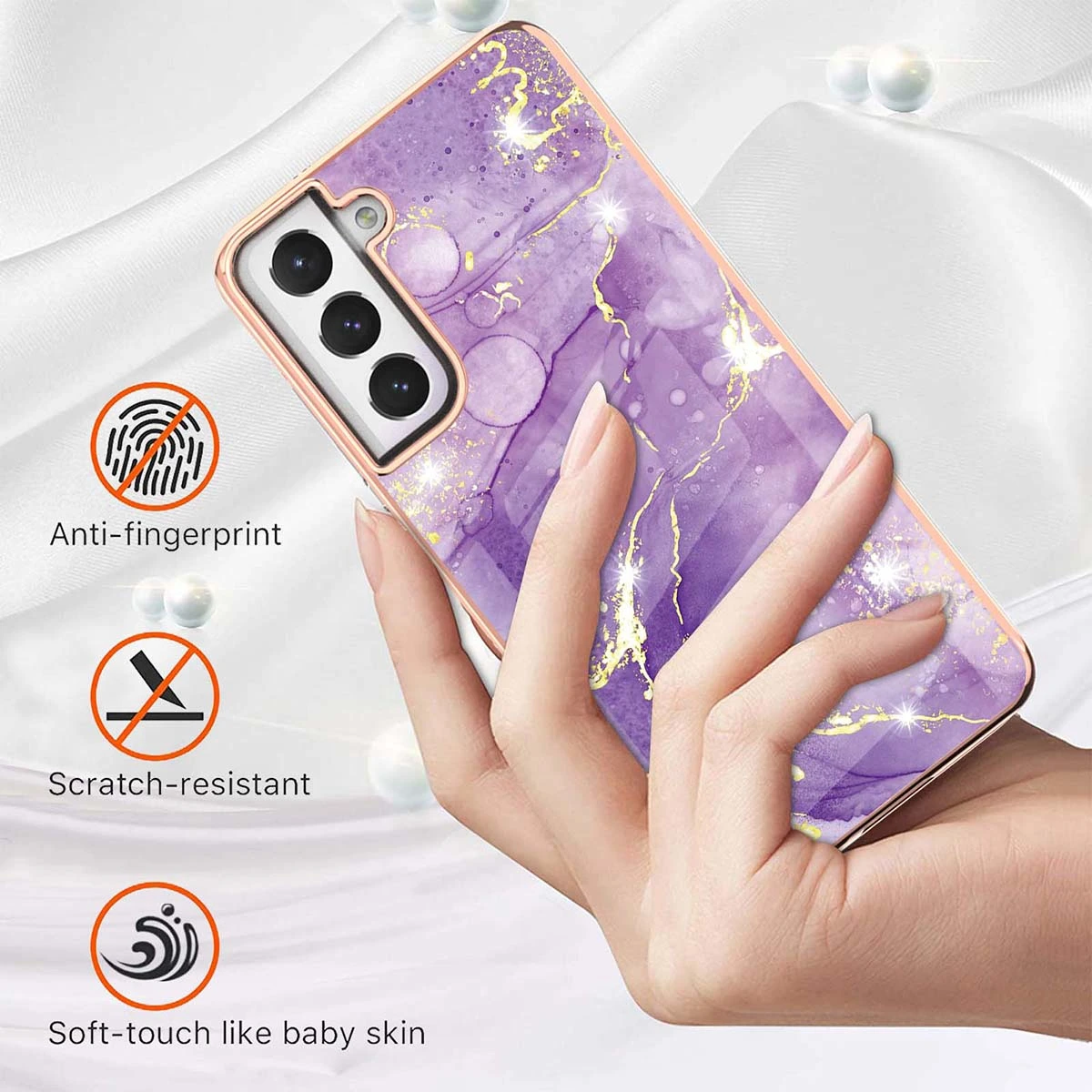 Printing Pattern Delicate Girly Shockproof Phone Case Compatible with S21 FE 5G