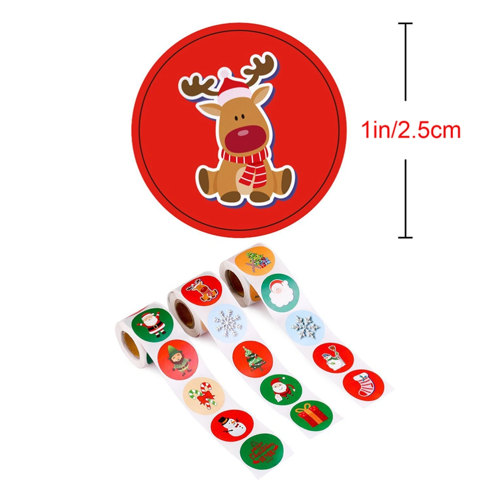 1 Roll Creative Christmas Sealing Stickers Round Label Self-Adhesive Candy Bag Stickers Party Favor Christmas Various Design Decals Gifts Supplies Decoration(500pcs in 1 Roll, Random Pattern)