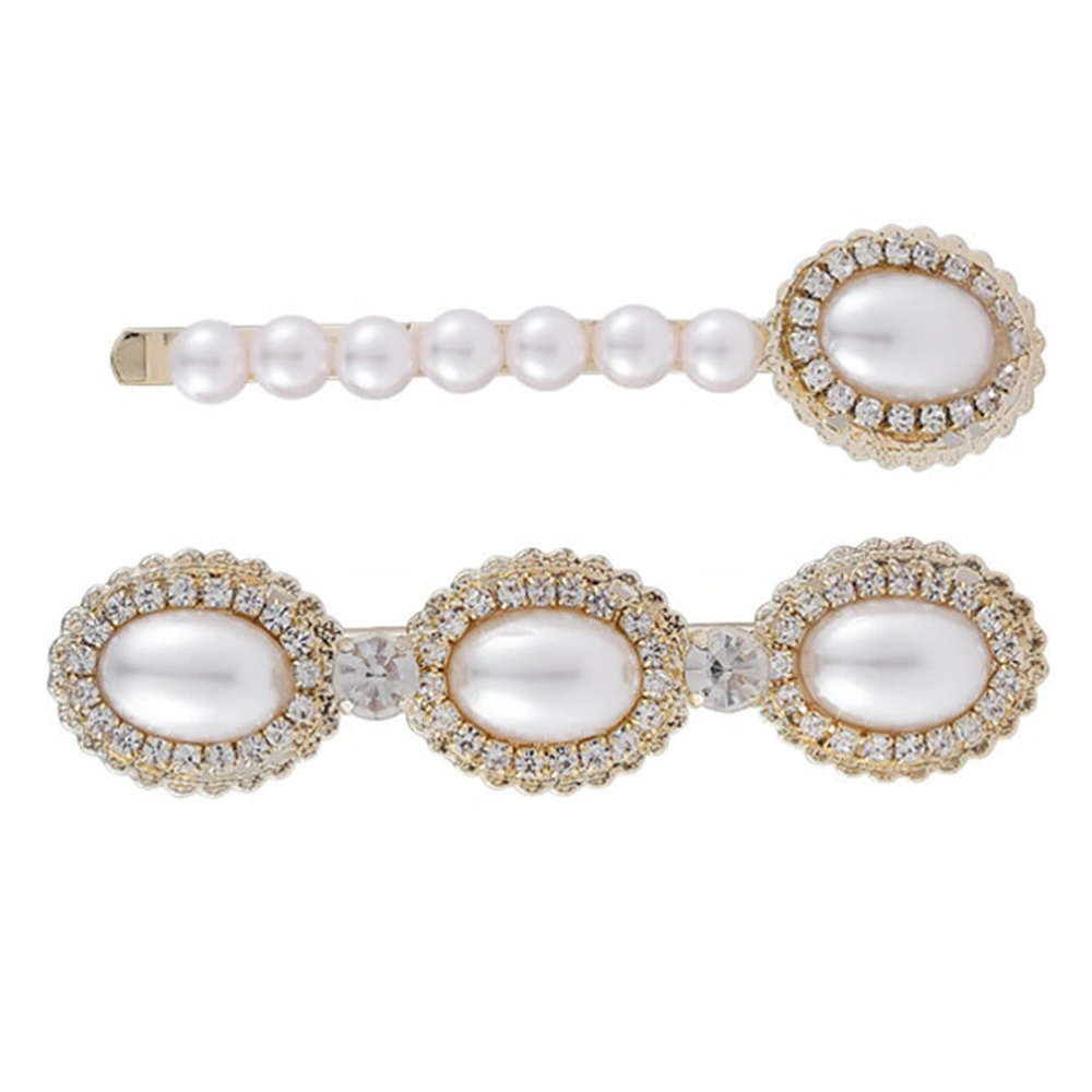 2pcs Elegant Hairpins Elegant Retro Pearl Inlaid Hair Clip for Lady Woman