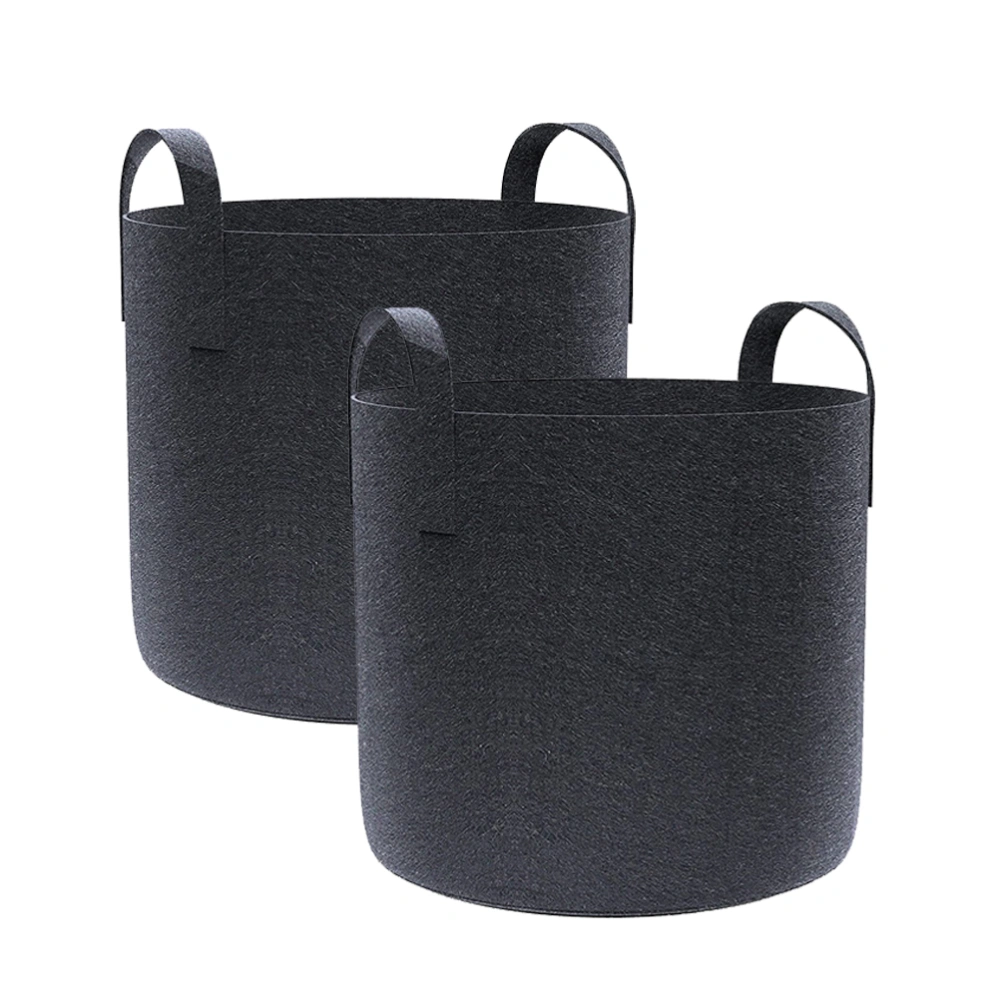 2 Pcs Corrosion-resistant Planting Bags Nonwoven Planters Thickened Growing Pouch Moveable Onion Breathable Planting Container with Double Handle (25x20cm,Black)