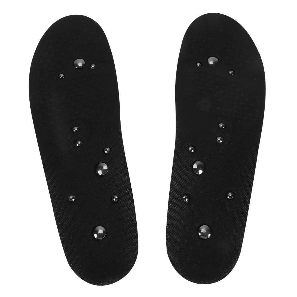 1 Pair Unisex Magnetic Massaging Insole Foot Magnetic Therapy Insole Absorption Insole Foot Arch Supporting Insoles for Women Men (Size L Black)